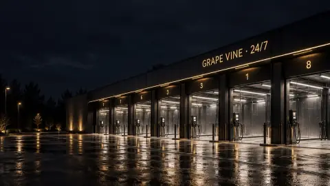 Визуализация: ряд закрытых постов Grape Vine вечером
